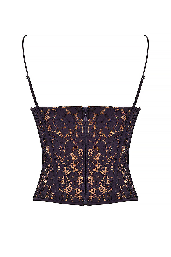 Nightshade lace underwire corset with high waisted trousers