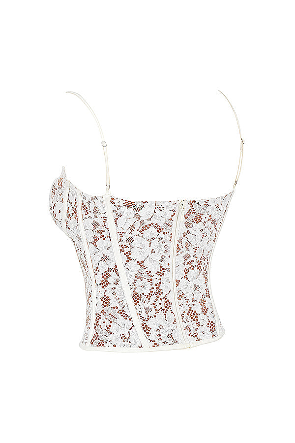 Lace underwire corset with Caramel relaxed trousers