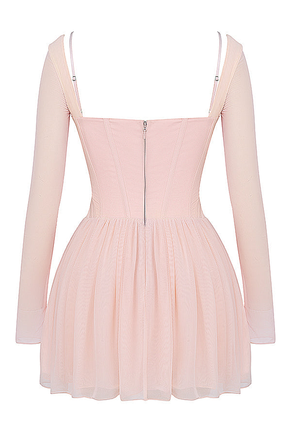 Soft peach colored corset mini dress