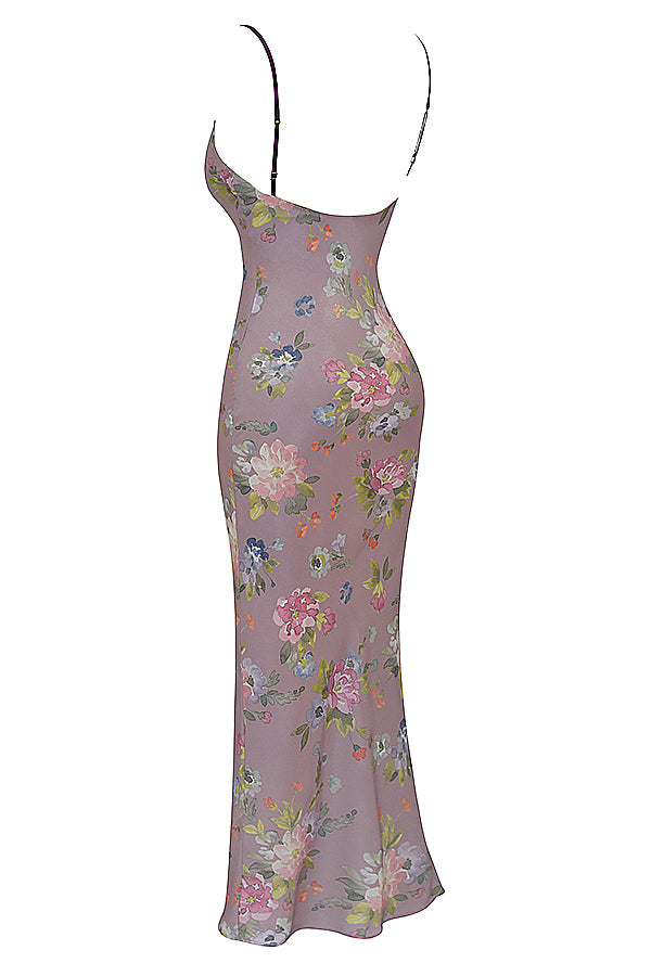 Mauve maxi dress with flowers