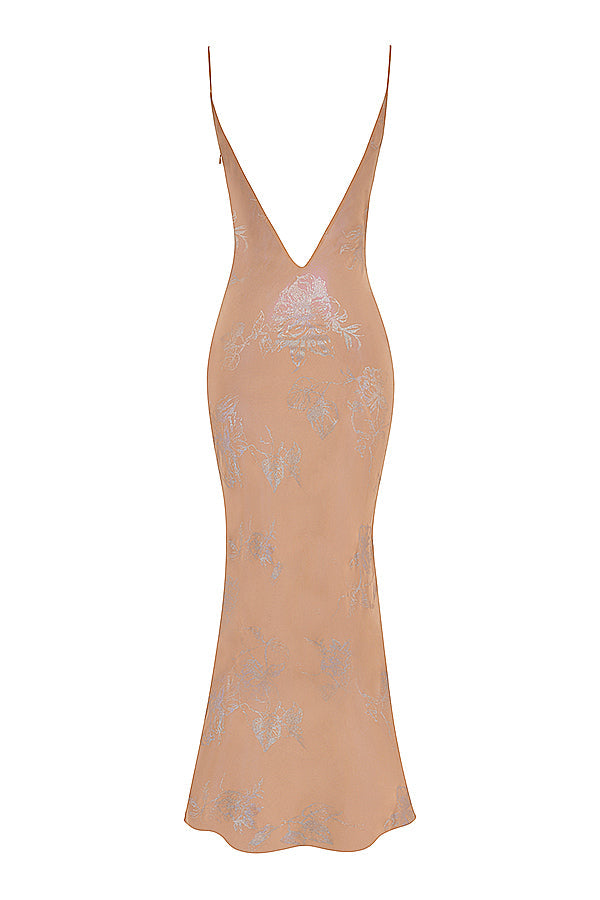 Iridescent Cafe Au Lait maxi dress