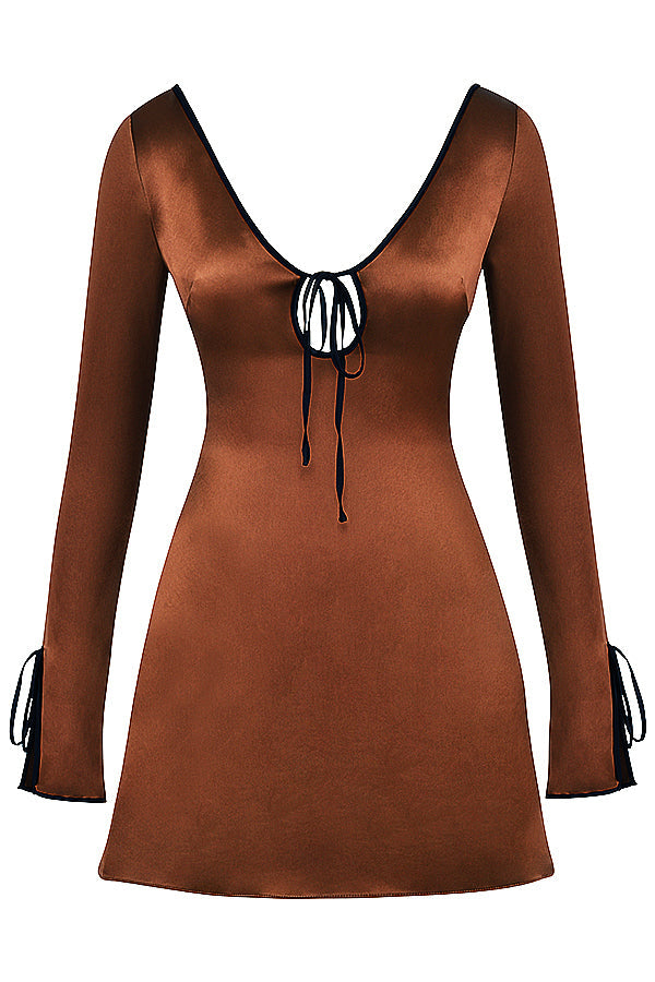 Copper satin mini dress