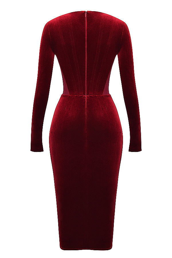 Wine velvet corset dress