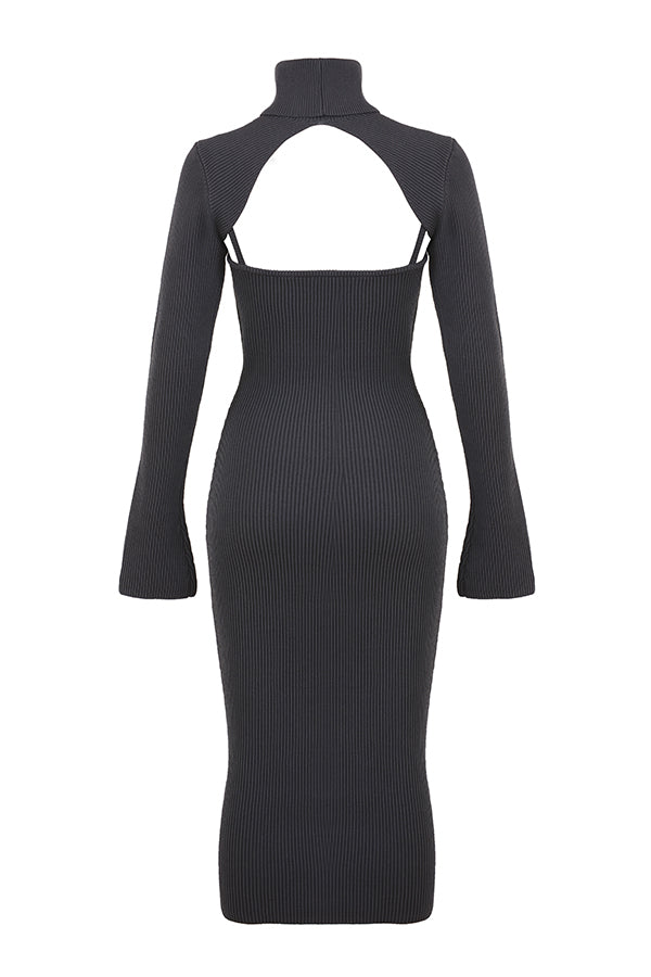 Anthracite knitted midi dress