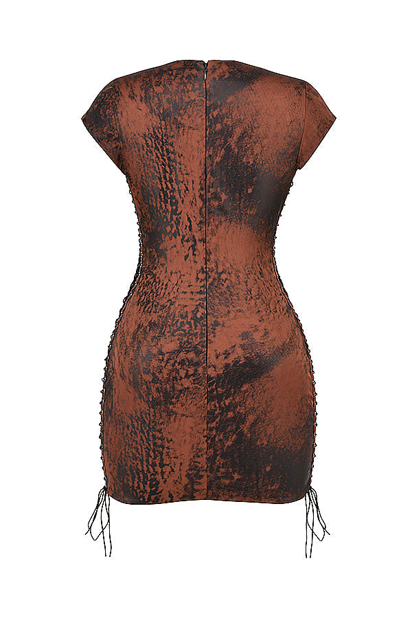 Antique copper mini dress with laces