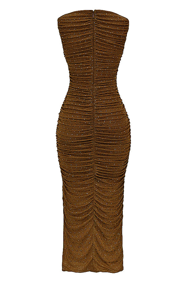 Coffee crystallized maxi dress