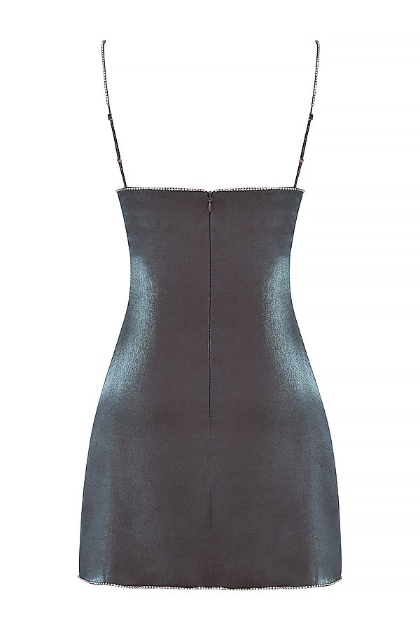 Graphite iridescent mini dress