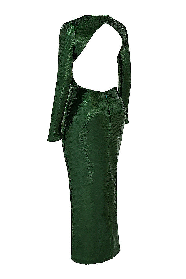 Pine green maxi dress with sequins