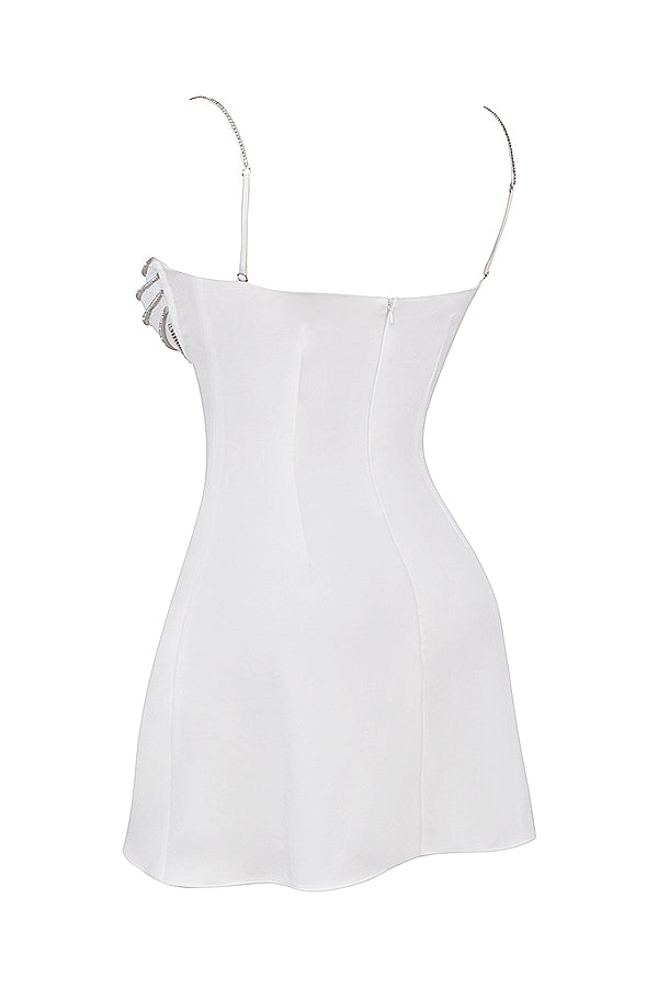 Ivory crystallized mini dress