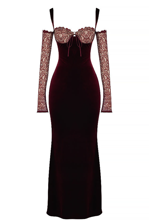 Black cherry velvet maxi dress