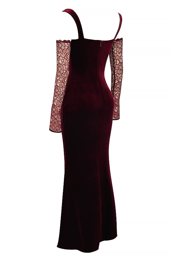 Black cherry velvet maxi dress