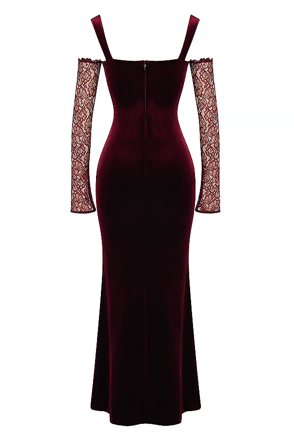 Black cherry velvet maxi dress