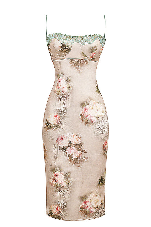 Vintage midi dress with flowers