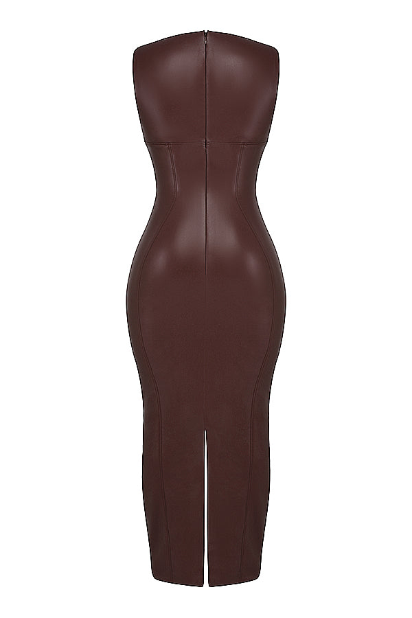 Luxury leather maxi dress