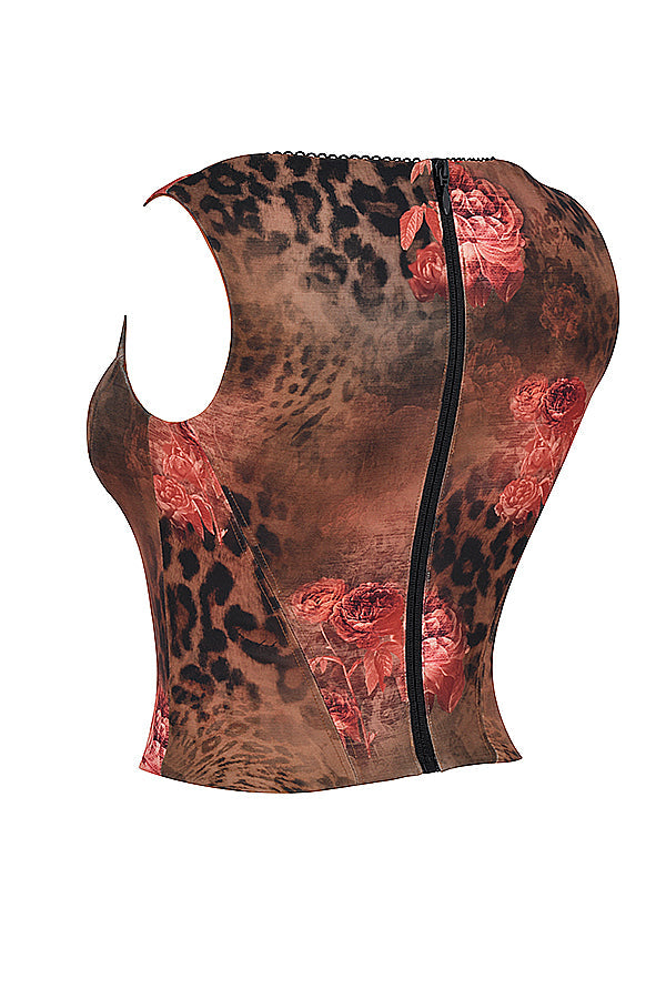 Corset with floral pattern