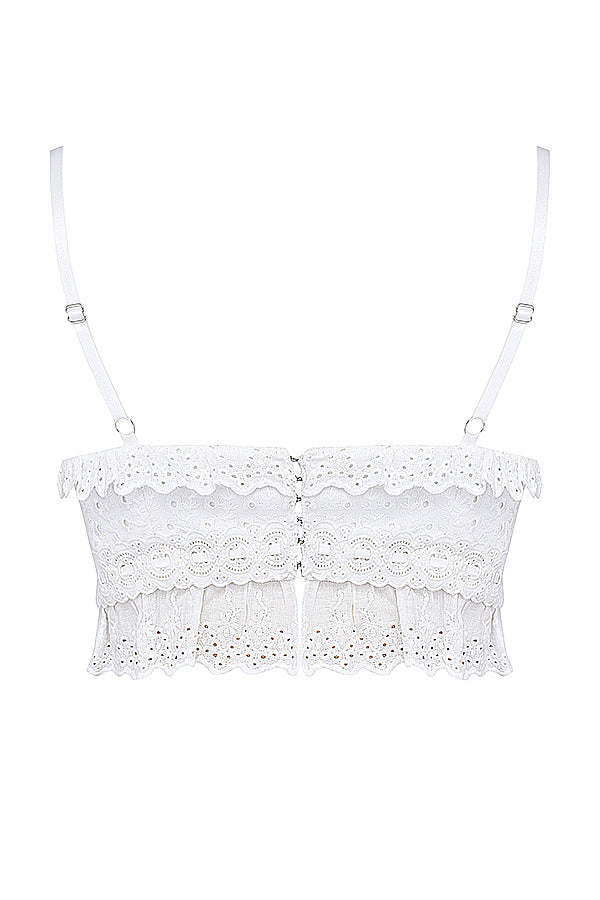 White broderie anglais bralette top with pants