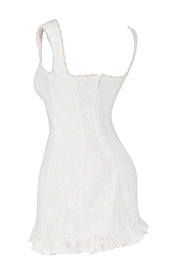 White embroidered mini dress