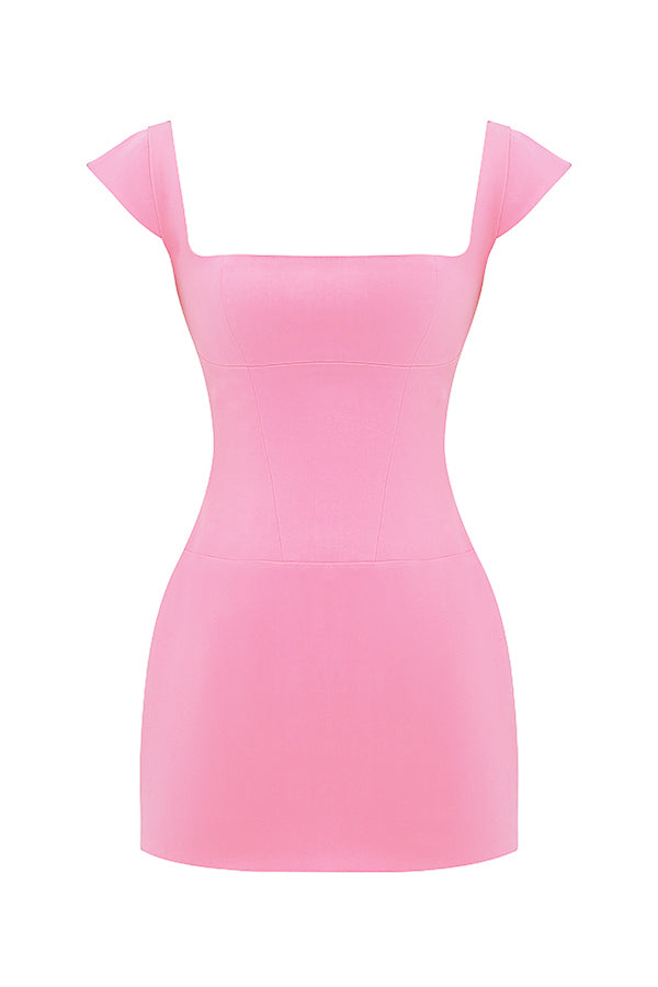 French pink corset mini dress