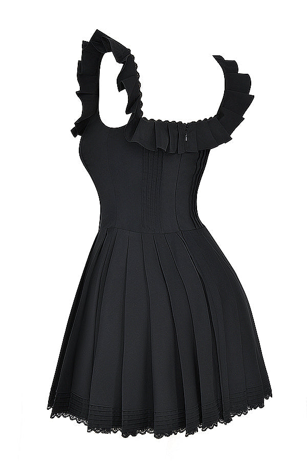 Black pleated dress with pleats