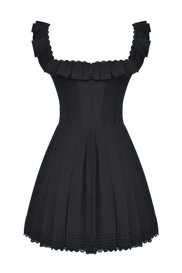 Black pleated dress with pleats