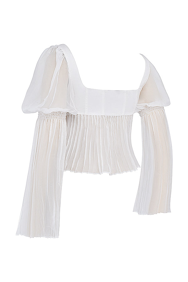 White pleated top