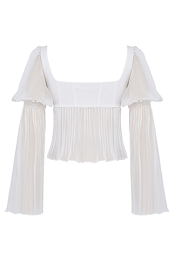 White pleated top