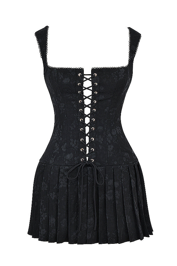 Black pleated mini dress