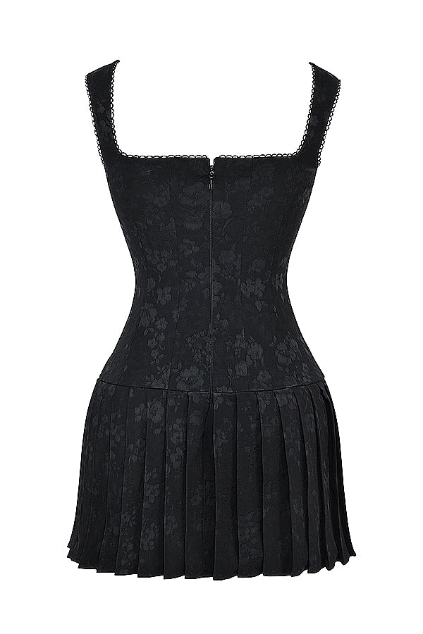 Black pleated mini dress