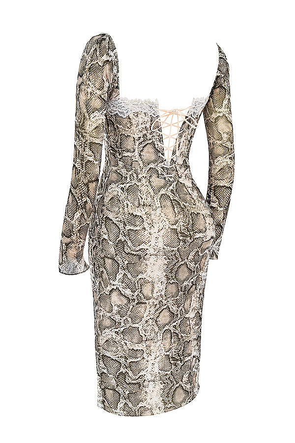 Corset dress with snake print