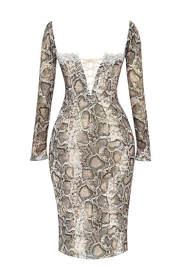 Corset dress with snake print