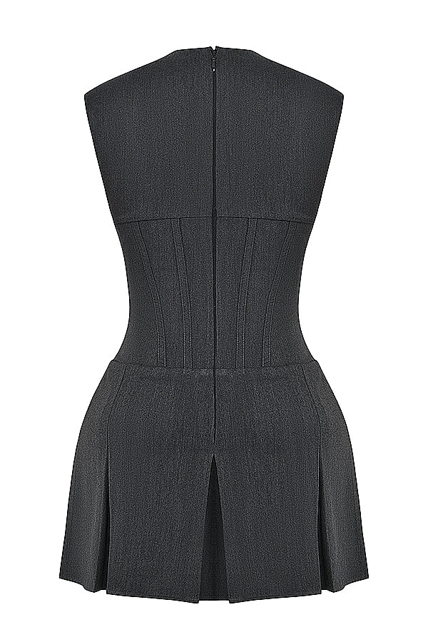 Charcoal pleated corset dress