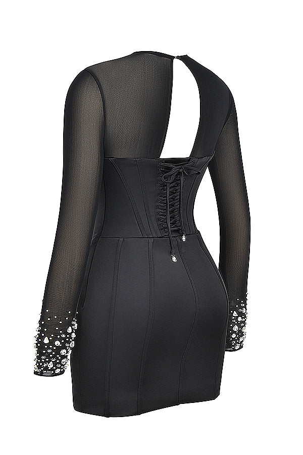 Black crystallized corset dress