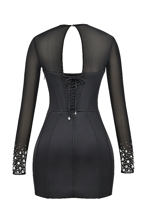 Black crystallized corset dress