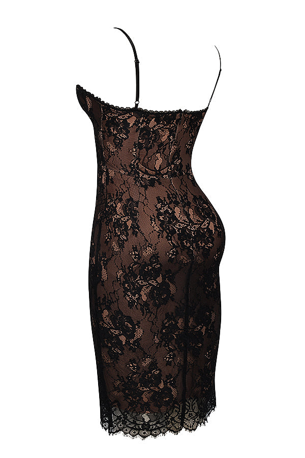 Black lace midi dress