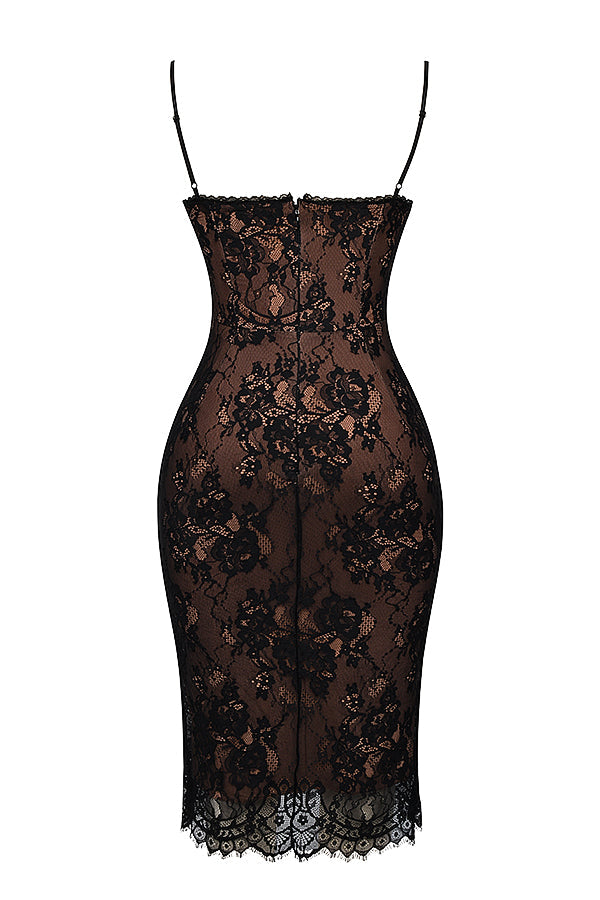 Black lace midi dress