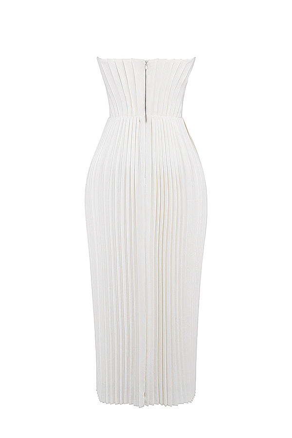 Ivory pleated maxi dress