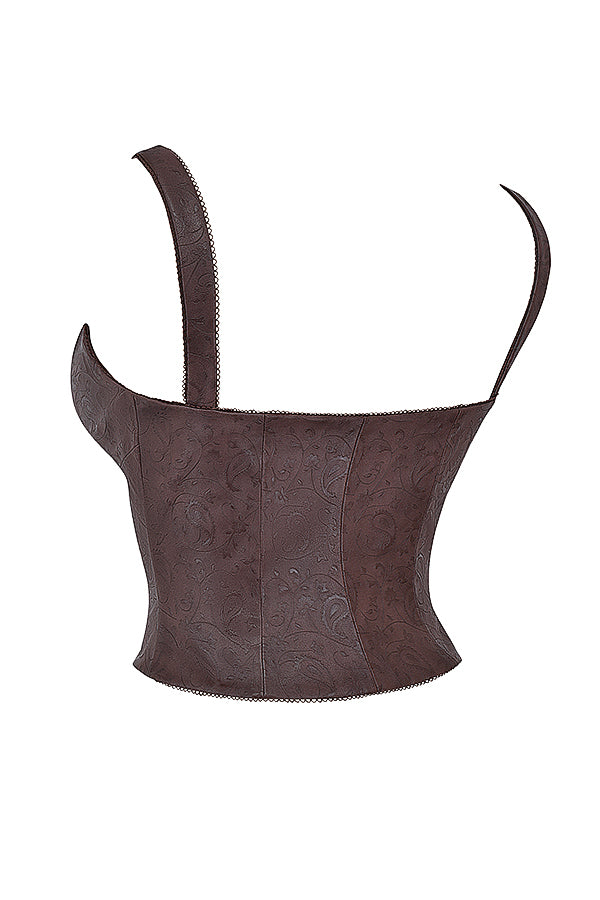 Brown corset made of vegan leather