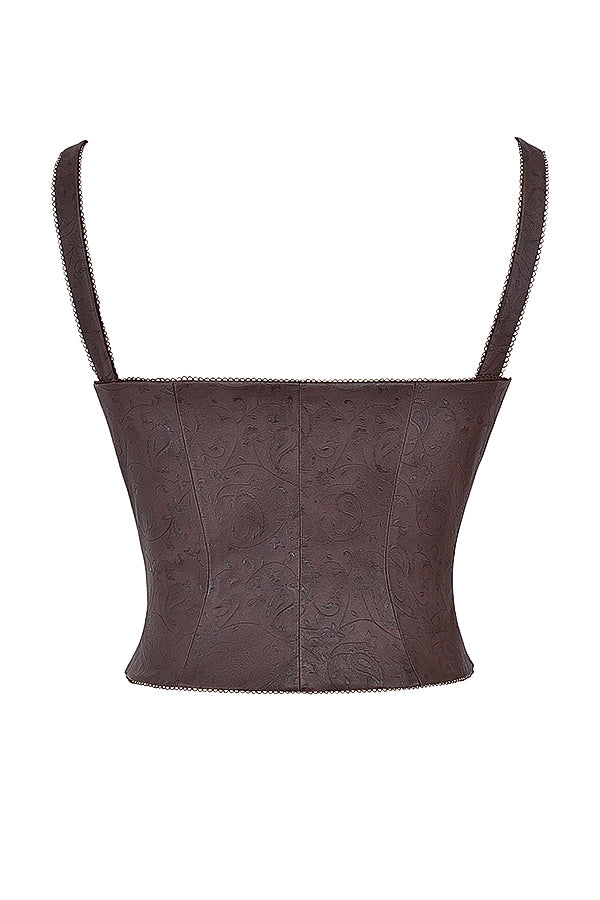 Brown corset made of vegan leather