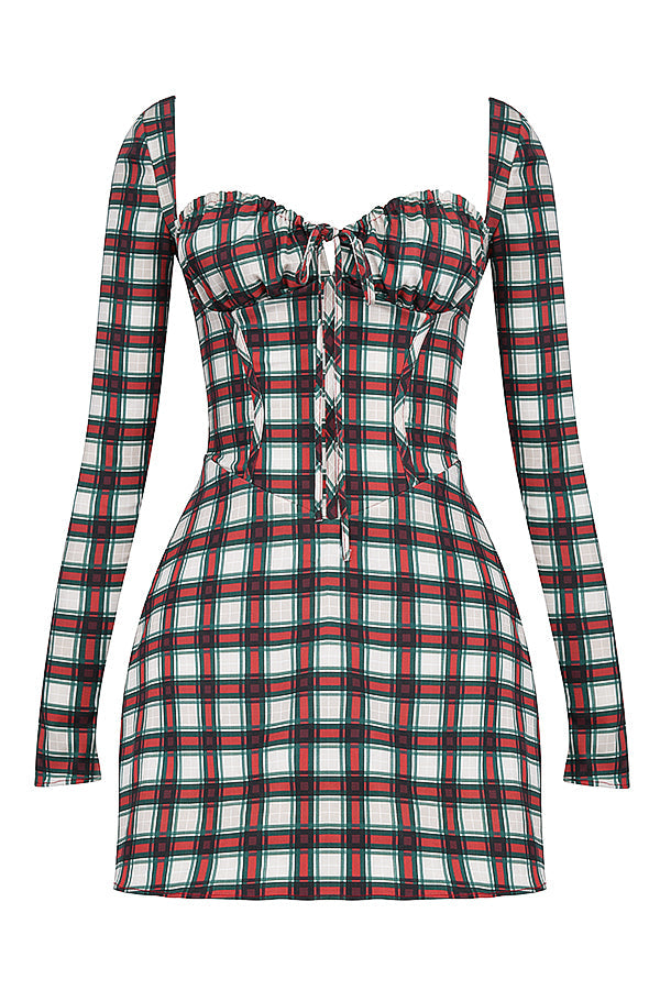 Tartan corset mini dress