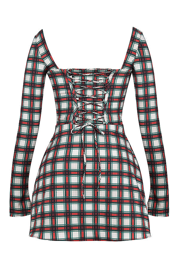 Tartan corset mini dress