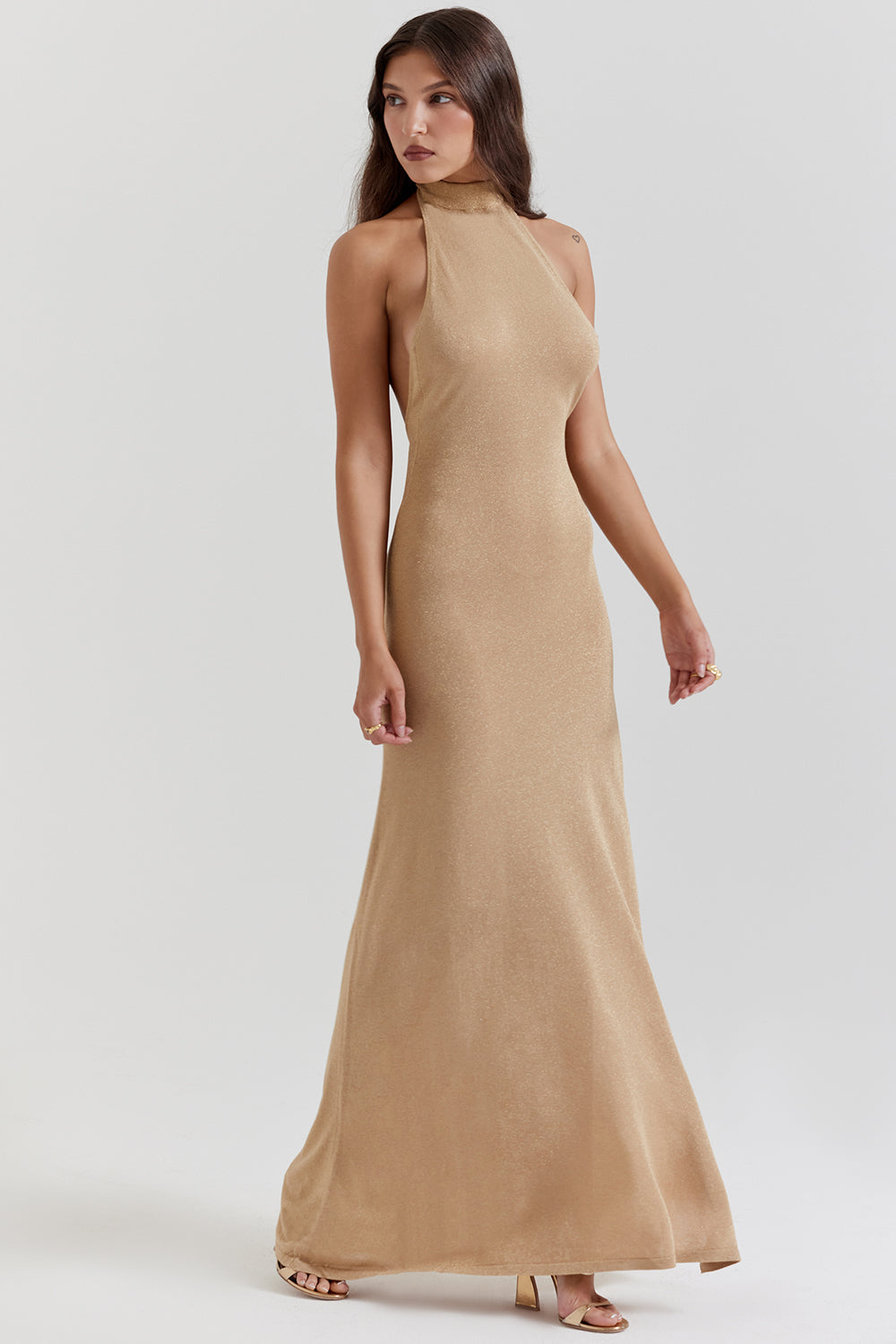 Gold knitted maxi dress