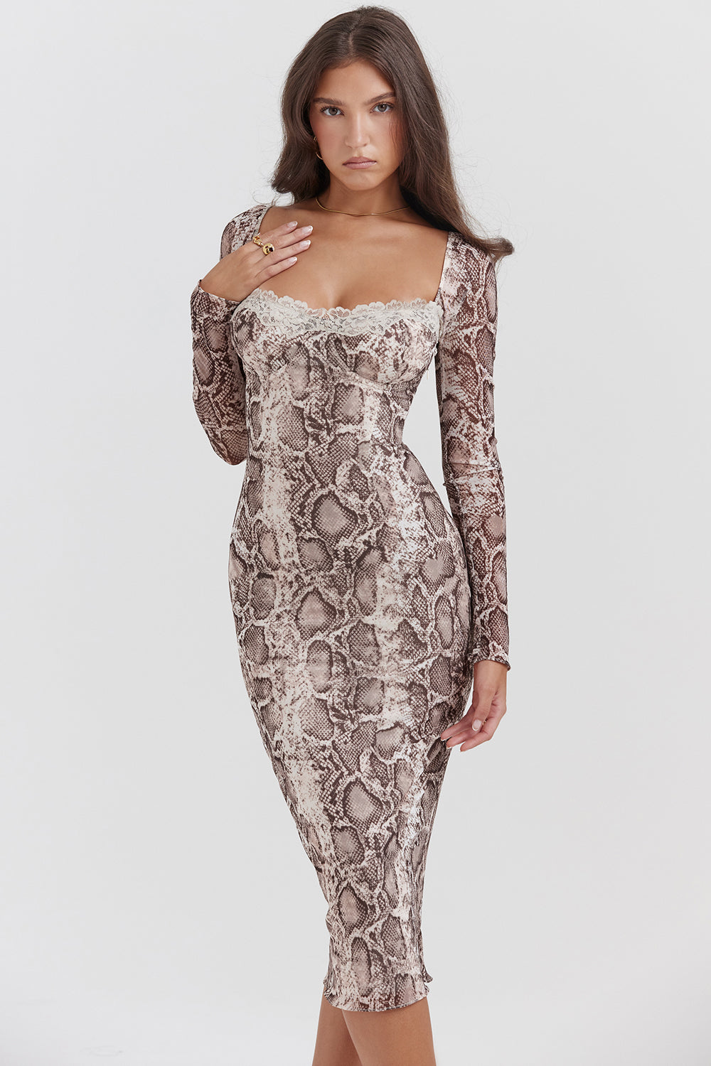 Corset dress with snake print