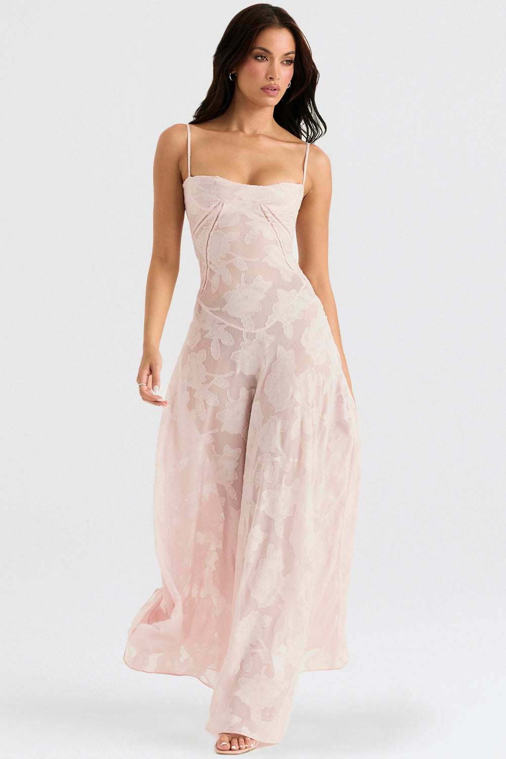 Maxi dress with floral lace on the back