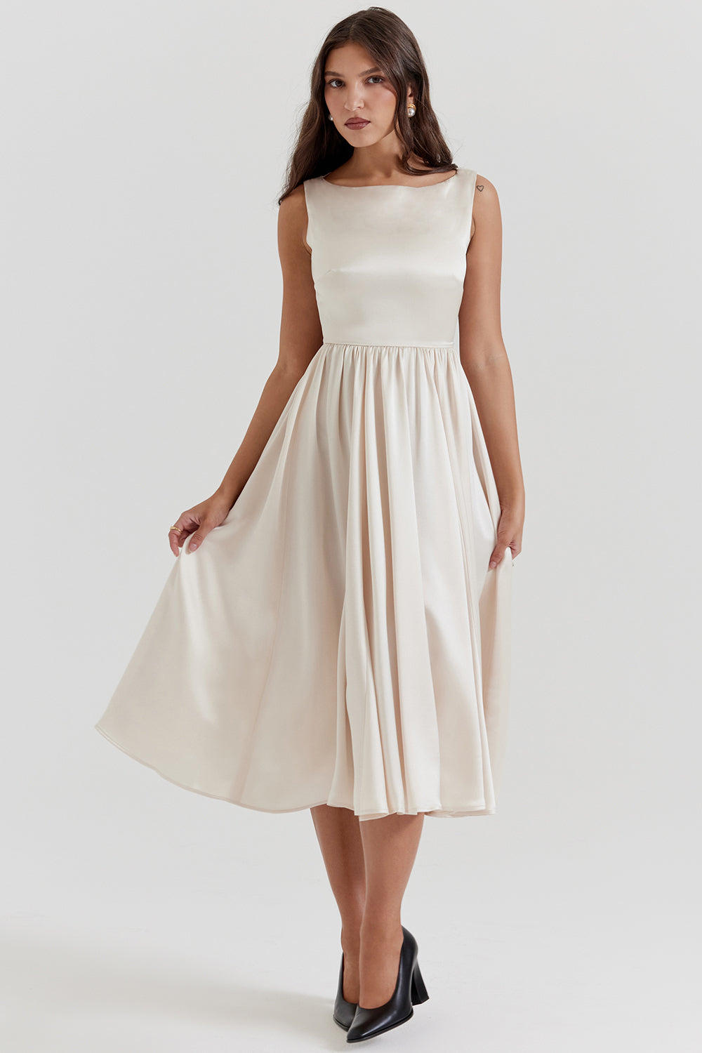 Vintage cream colored midi dress