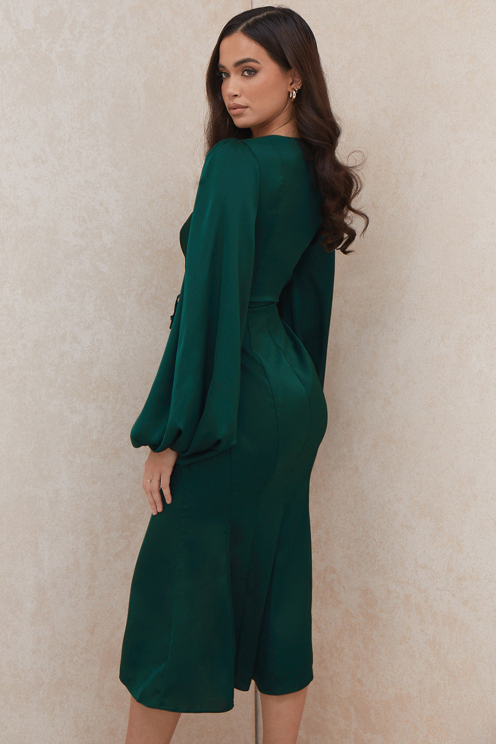 Emerald green wrap dress