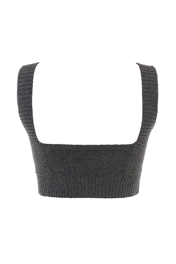 Anthracite colored cashmere mix bralette with pants