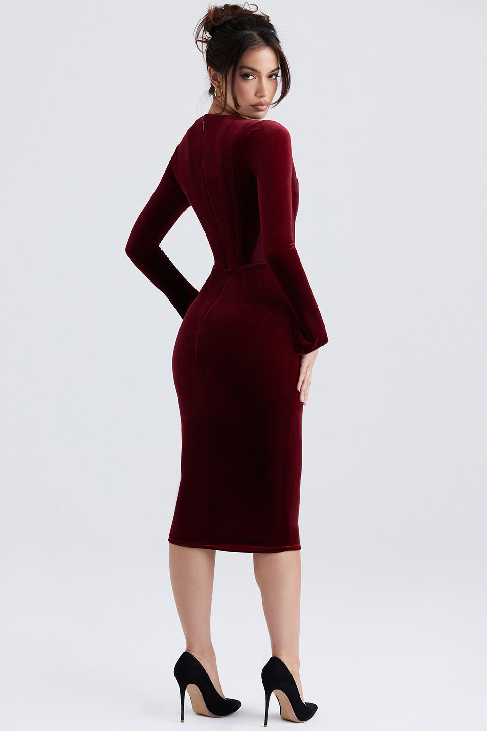 Wine velvet corset dress