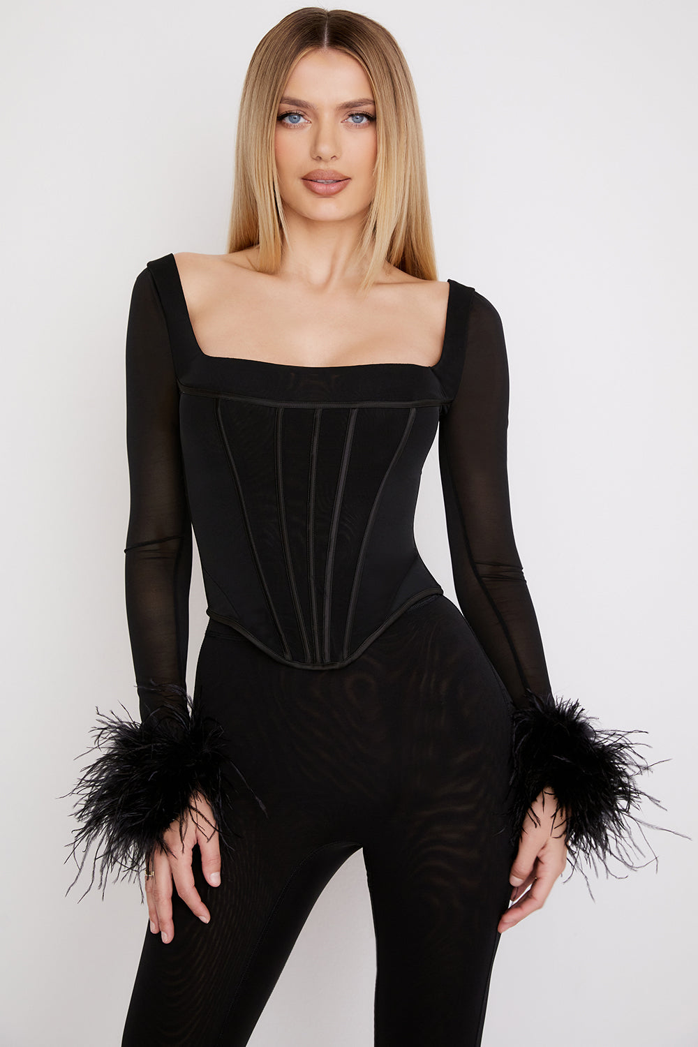 Black corset with mesh finish