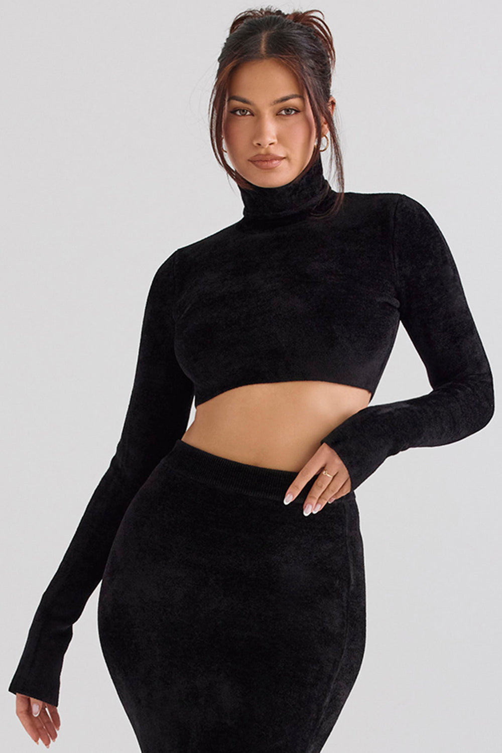 Chenille crop top with maxi skirt