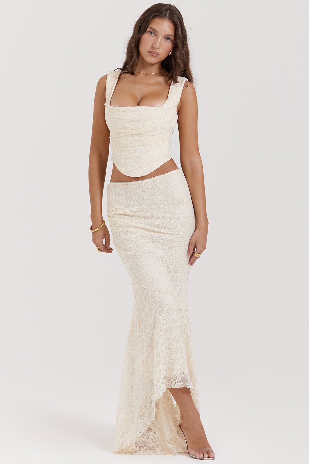 Elegant textured set of corset and skirt